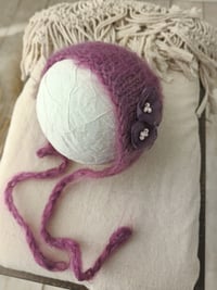 Image 1 of  Photo prop | Newborn  photoshooting girls knitted hat | purple