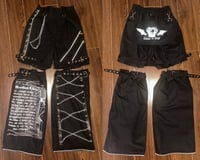 Image 1 of black cotton twill bondage pants