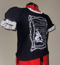 Image 2 of (plus size) barbed wire pierrot print cutsew (black x white)