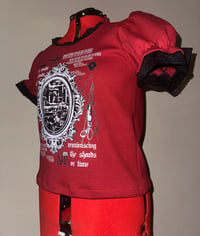 Image 2 of (plus size) rustic heart graphic cutsew (red x black x white)