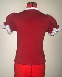 Image 2 of barbed wire pierrot print cutsew (red x white)