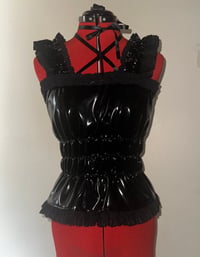 Image 1 of black pvc shirring camisole