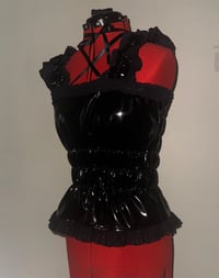 Image 2 of black pvc shirring camisole