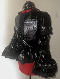 Image 2 of metalflesh lovers print pvc princess sleeve blouse (black x black)