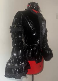 Image 3 of metalflesh lovers print pvc princess sleeve blouse (black x black)