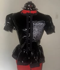 Image 5 of metalflesh lovers print pvc princess sleeve blouse (black x black)