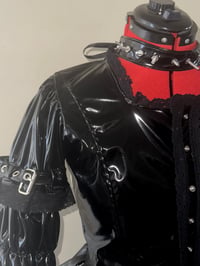 Image 7 of metalflesh lovers print pvc princess sleeve blouse (black x black)