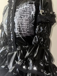 Image 6 of metalflesh lovers print pvc princess sleeve blouse (black x black)