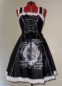 Image 1 of (plus size) rustic heart graphic pleather JSK (black x white)