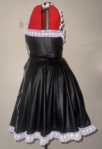 Image 3 of (plus size) rustic heart graphic pleather JSK (black x white)