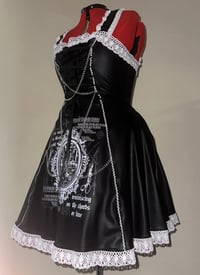 Image 5 of (plus size) rustic heart graphic pleather JSK (black x white)