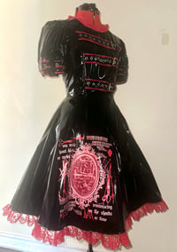 Image 2 of rustic heart print pvc buckle OP (black x red)