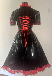Image 3 of rustic heart print pvc buckle OP (black x red)