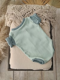 Image 4 of Newborn boy photoshoot bodysuit | Amir | sage | celadon