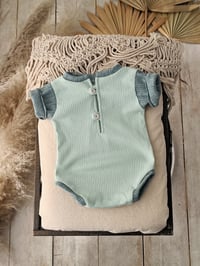 Image 3 of Newborn boy photoshoot bodysuit | Amir | sage | celadon