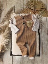 Image 1 of Newborn boys romper Federico | camel and beige