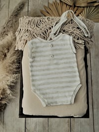 Image 2 of Newborn bodysuit for photoshoots | Robbie| stripes | sleeveless