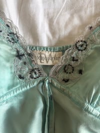 Image 3 of 2000s y2k rare blue ombre fairy silk cami with asymmetrical hem and beaded details