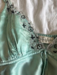 Image 4 of 2000s y2k rare blue ombre fairy silk cami with asymmetrical hem and beaded details