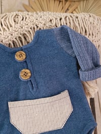 Image 4 of Newborn boy bodysuit for photoshoot | Adrien| navy blue