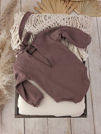 Image 4 of Newborn boy onesie for photoshoot | Robbie | long sleeves | brown