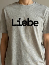 Image 1 of Organic Cotton “Liebe” T-Shirt in Grey – Hand Printed in Berlin unisex 