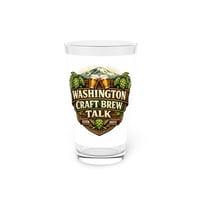 Image 1 of Washington Craft Brew Talk Pint Glass – 16oz Beer Glass with Hops & Cheers Badge