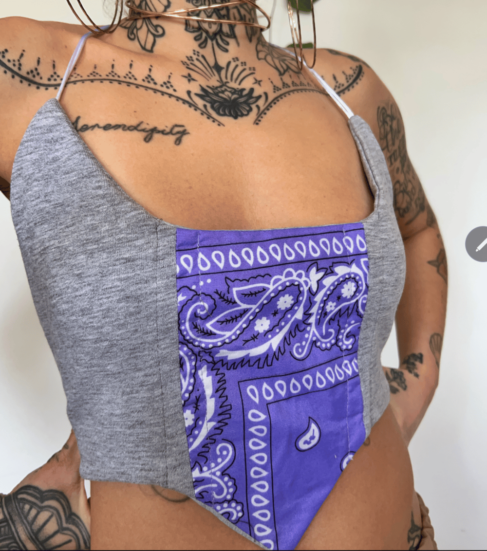 Image of the lilac haze halter neck crop top 