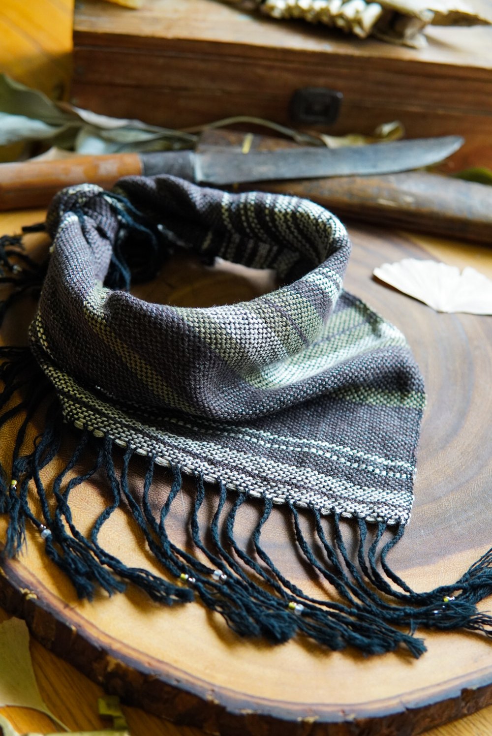 Image of Woven Kerchief  - Winter Moss