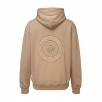 Image 1 of Embroidered Full Zip Hoodie | Stay Human, No One Is Illegal | Rose Pink, Size Large