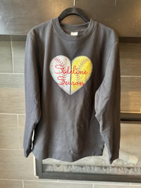 Image 2 of Sideline Season Sweatshirt | Embroidered Baseball Softball Heart Pullover