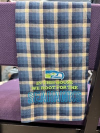 Image 2 of Seahawks Tea Towel - "In This House We Root for the Seahawks" - Blue Plaid