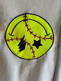 Image 3 of Unhinged Softball Mom’s Club Embroidered Crewneck Sweatshirt | Funny Softball Mom Pullover | White