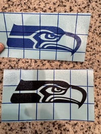 Image 3 of Seahawks-inspired Bird Shaped Vinyl Car Sticker - White - 4.5" x  1.8"