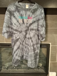 Image 3 of Acid Wash Tie-Die Gray Embroidered T-Shirt | “Humankind. BE BOTH.” | Women’s L