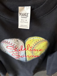 Image 4 of Sideline Season Sweatshirt | Embroidered Baseball Softball Heart Pullover