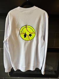 Image 5 of Unhinged Softball Mom’s Club Embroidered Crewneck Sweatshirt | Funny Softball Mom Pullover | White