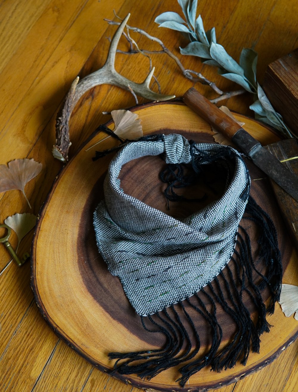 Image of Woven Kerchief  - Green Path