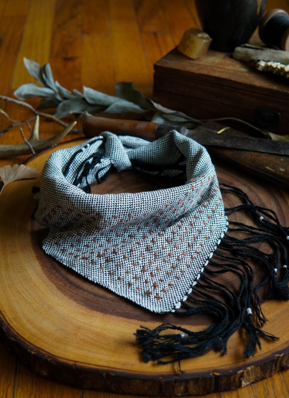 Image of Woven Kerchief  - Sashiko Gold