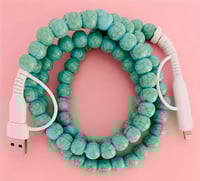 Light Turquoise Beaded Phone Charger