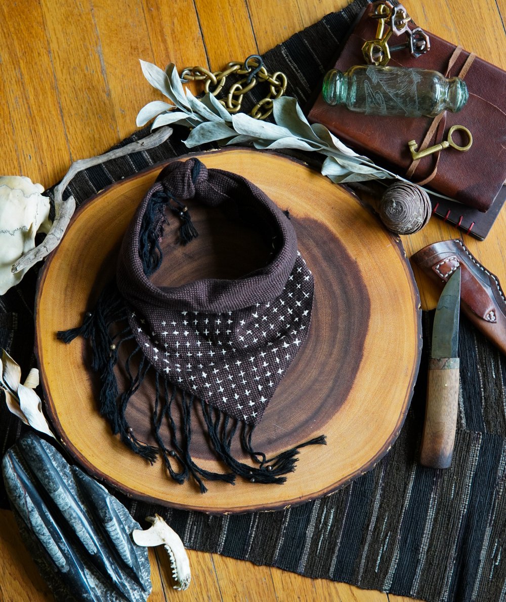 Image of Woven Kerchief  - Sashiko white