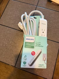 Philips 6-Outlet Surge Protector with 6ft Braided Extension Cord - White