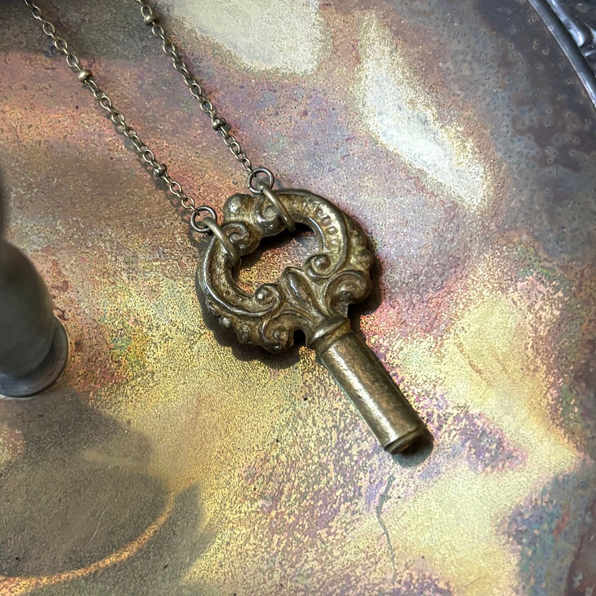 Antique Lamp Turn Knob "Key" Necklace