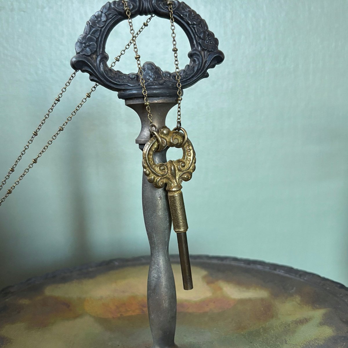 Antique Lamp Turn Knob "Key" Necklace