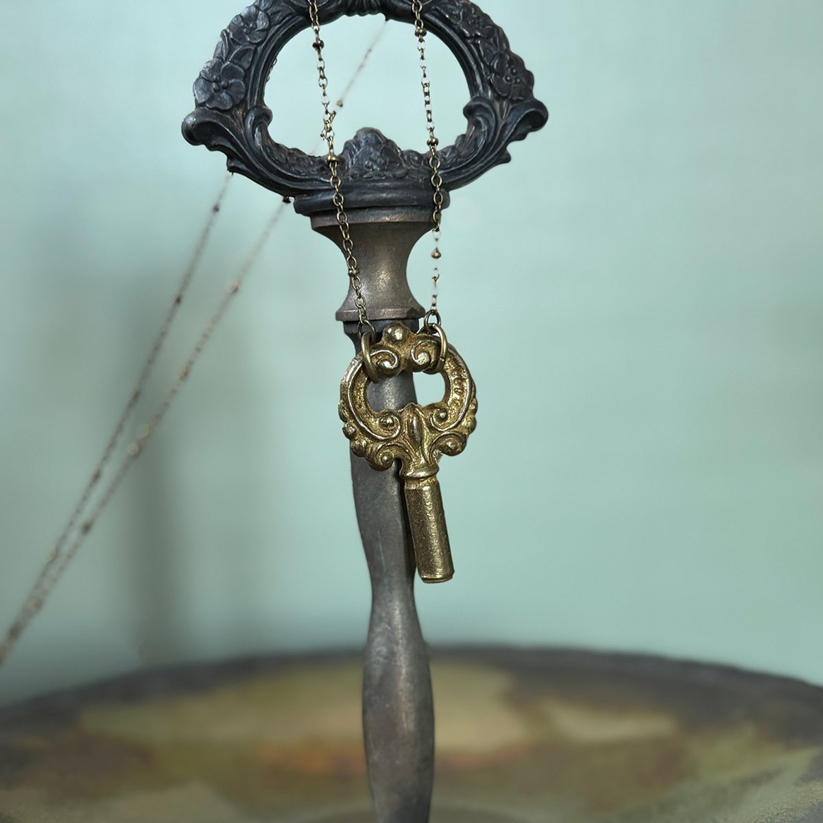 Antique Lamp Turn Knob "Key" Necklace