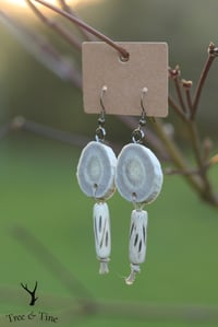 Image 1 of Antler Slab & Bone Bead Earrings 