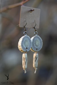 Image 2 of Antler Slab & Bone Bead Earrings 