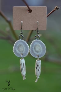 Image 3 of Antler Slab & Bone Bead Earrings 