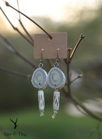 Image 4 of Antler Slab & Bone Bead Earrings 