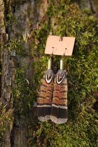 Image 4 of 22. Turkey & Pheasant Feather Earrings